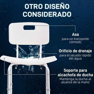 Silla para Ducha con Respaldo Altura Regulable