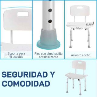 Silla para Ducha con Respaldo Altura Regulable