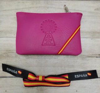 MONEDERO PIEL AUTÉNTICA ROSA VIRGEN PILAR + PULSER