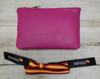 MONEDERO PIEL AUTÉNTICA ROSA VIRGEN PILAR + PULSER