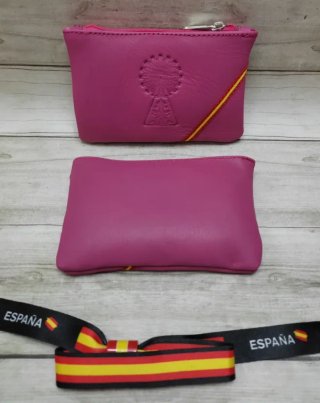 MONEDERO PIEL AUTÉNTICA ROSA VIRGEN PILAR + PULSER