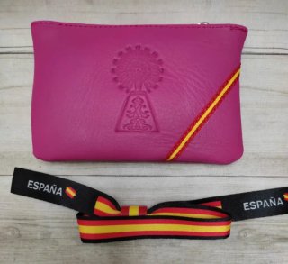 MONEDERO PIEL AUTÉNTICA ROSA VIRGEN PILAR + PULSER
