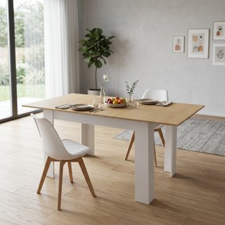 Tavolo Allungabile Bianco e Rovere 120/160cm Legno