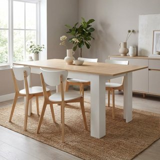 Tavolo Allungabile Bianco e Rovere 120/160cm Legno
