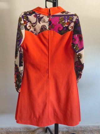 Vestido Vintage Años 60 Naranja Floral.