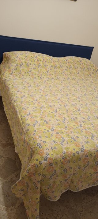 Copriletto vintage '70s, cotone, floreale