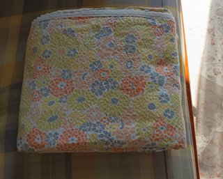 Copriletto vintage '70s, cotone, floreale