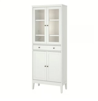 Mueble blanco con puertas de cristal sé vende