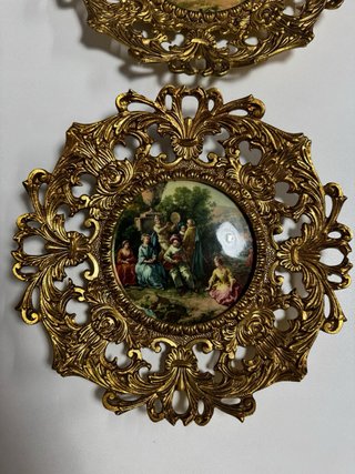 Pareja apliques vintage bronce porcelana Brompor