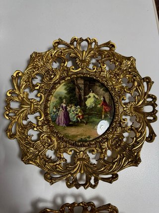 Pareja apliques vintage bronce porcelana Brompor