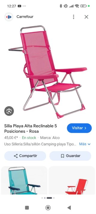 Silla Playa Reclinable Rosa  No hago envíos.
