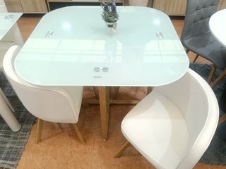 Mesa comedor cristal y madera