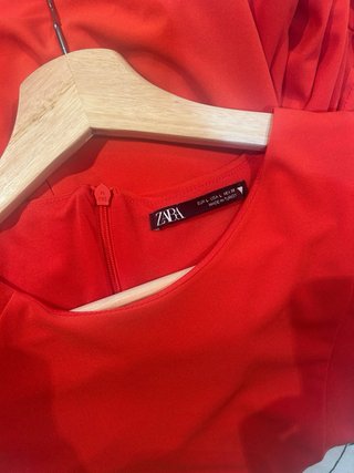 Vestido naranja drapeado manga larga