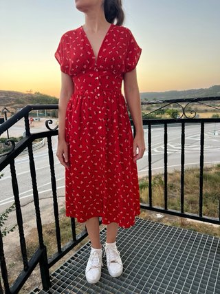 Vestido Midi Rojo Tommy Hilfiger - Talla S