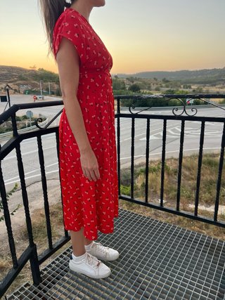 Vestido Midi Rojo Tommy Hilfiger - Talla S