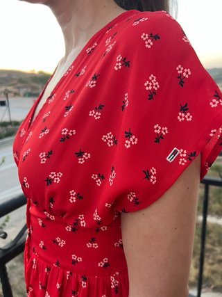 Vestido Midi Rojo Tommy Hilfiger - Talla S