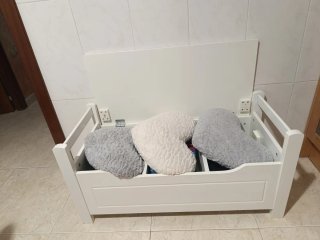 Banco baúl de madera blanco