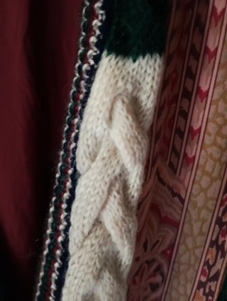 Chaqueta tejida patchwork multicolor.