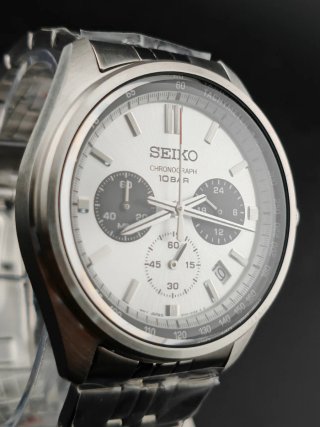 Reloj Seiko Chronograph 10 BAR Plata Blanco