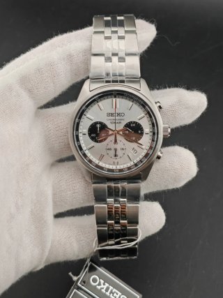Reloj Seiko Chronograph 10 BAR Plata Blanco