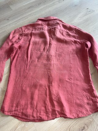 Camisa Lino Massimo Dutti Roja Talla L