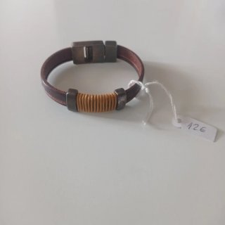 Pulsera artesanal cuero beige y marrón