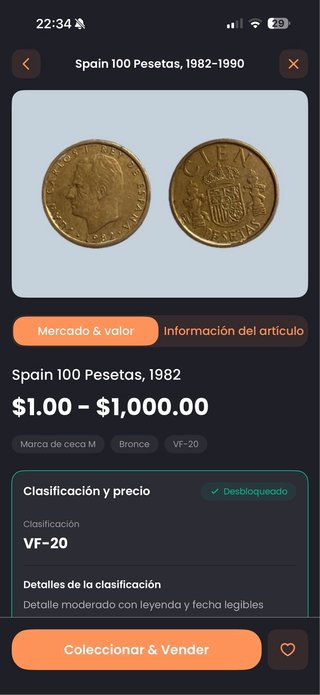 España 100 Pesetas 1982 Bronce VF-25