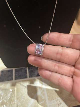 Conjunto Plata Collar y Pendientes Morados
