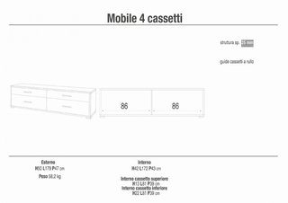 Mobile Porta TV 4 Cassetti Bianco e Marrone Chiaro