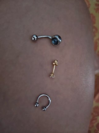 3 piercings titanio y acero
