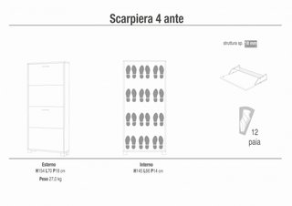 Scarpiera 4 Ante a Ribalta Salvaspazio 70x18x154cm