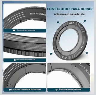 H&Y RevoRing Adaptador Filtros 52-72 y 67-82mm.