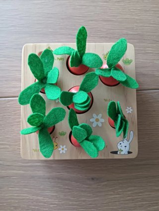 Juego de madera con zanahorias