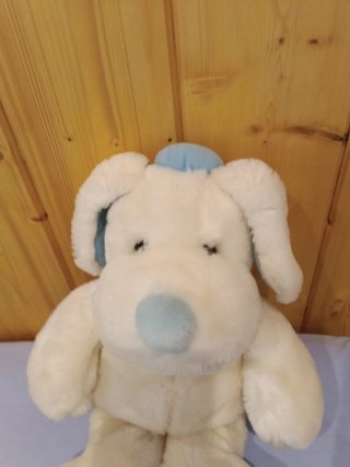 Peluche perro blanco y azul muy suave