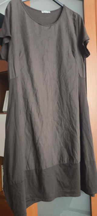 Vestido lino algodón verde oliva talla única