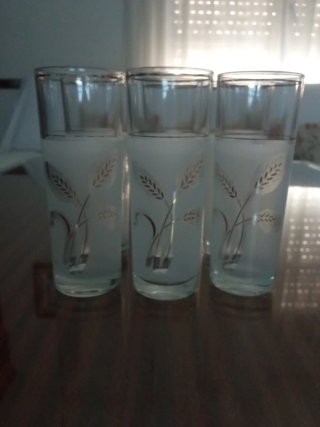 Juego 6 vasos decorados trigo