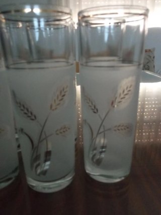 Juego 6 vasos decorados trigo