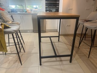 Mesa alta cocina madera y metal