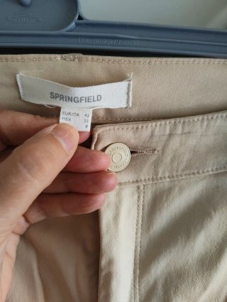 Pantalón encerado Springfield Talla 42 Beige