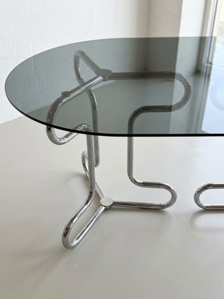 Mesa Ovalada Space Age Cristal y Metal
