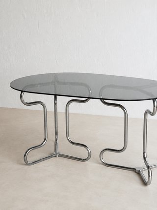 Mesa Ovalada Space Age Cristal y Metal