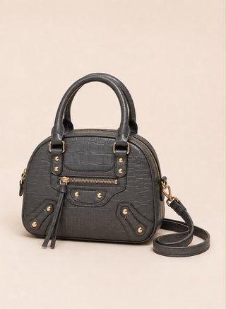 Bolso gris efecto piel cocodrilo