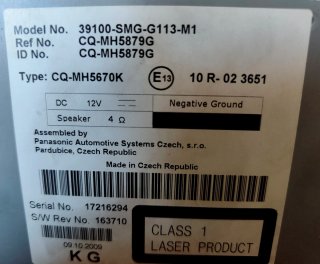 Radio CD Honda Civic VIII generación 2009