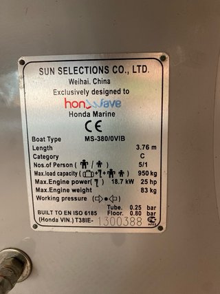 Embarcación Neumática Honwave T38 IE3