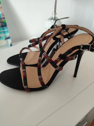 Sandalias Zara Tacon Multicolor