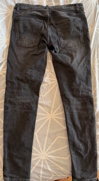 Pantalón Zara Gris Roto Talla M