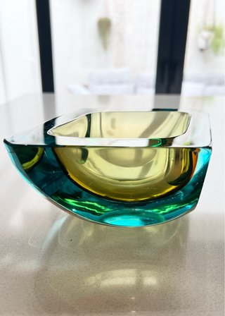 Cuenco/Cenicero Murano 60s Azul/Amarillo