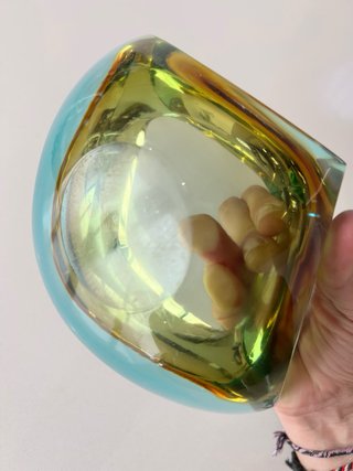 Cuenco/Cenicero Murano 60s Azul/Amarillo