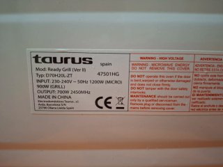 Microondas Taurus para piezas (no funciona)