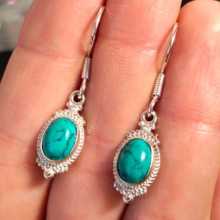 Pendientes Plata 925 con Turquesa Ovalada